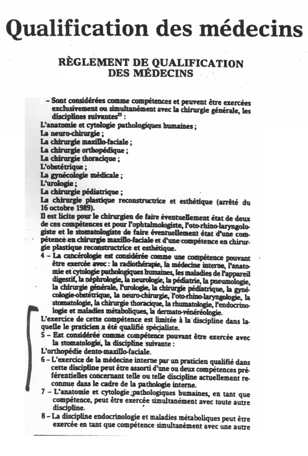 règlement de qualification des médecins
